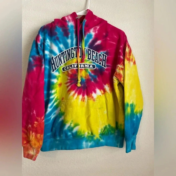 Huntington Beach California tie dye pullover hoodie size Large - Picture 5 of 5